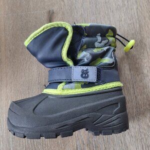 Athletech Toddler Winter Boots Black, Dark Blue & Lime Green Size 6